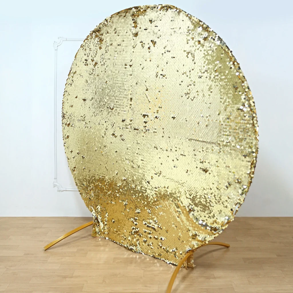 7ft Gold Sequin Round Backdrop
